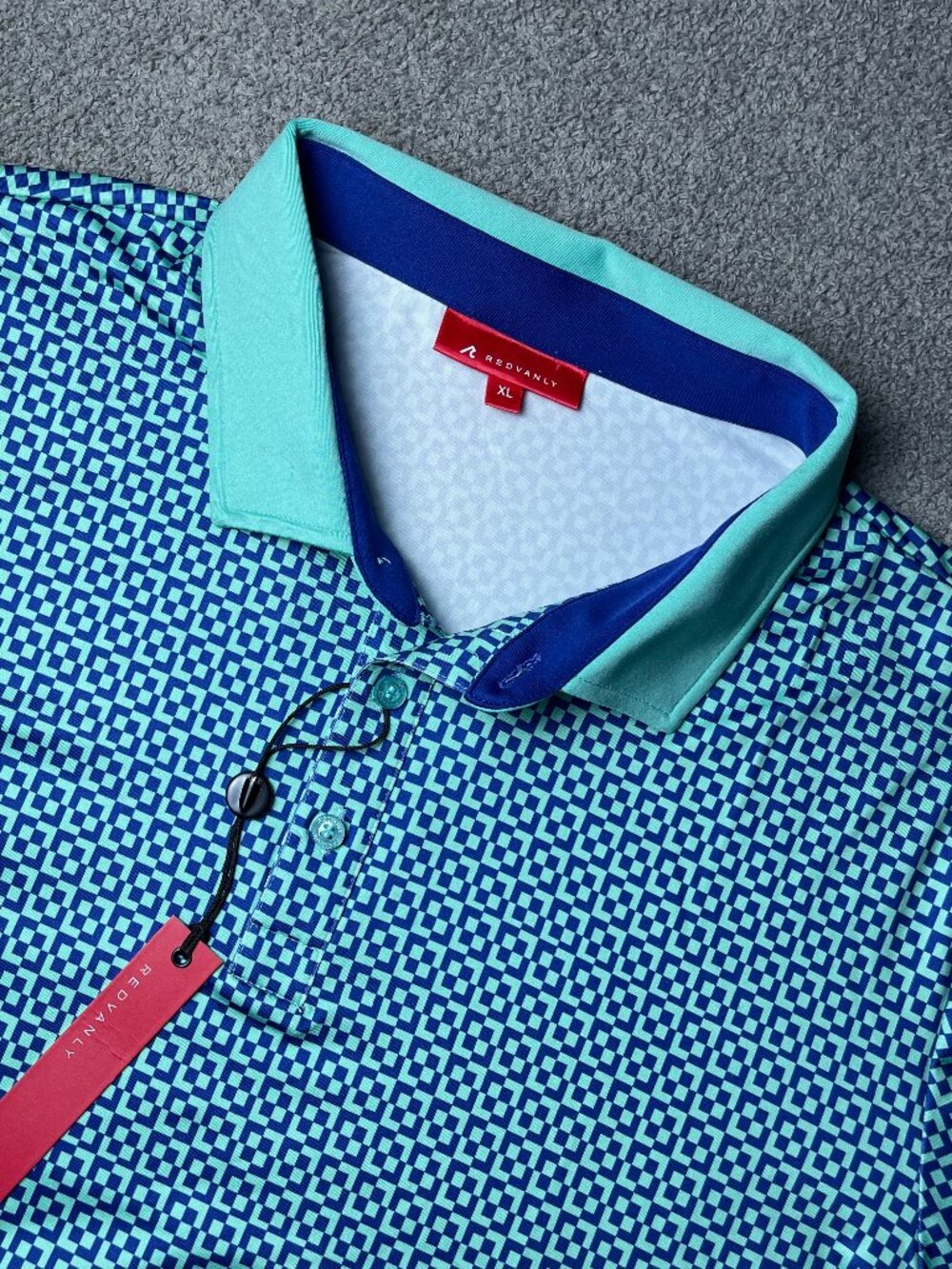 Redvanly Blake Polo Shirt Geometric Athletic Luxury XL Golf Men's X-Large
